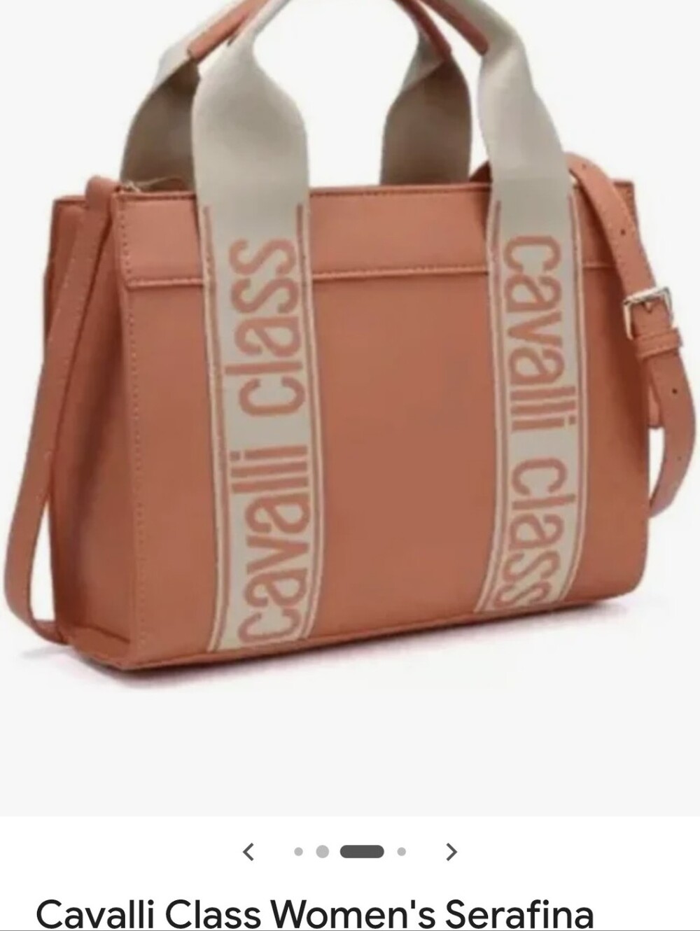 Cavalli Class Coral Orange Tote Cream Branded Straps - Picture 7 of 12